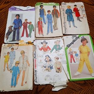 Simplicity Boys Vintage Sewing Pattern Lot
